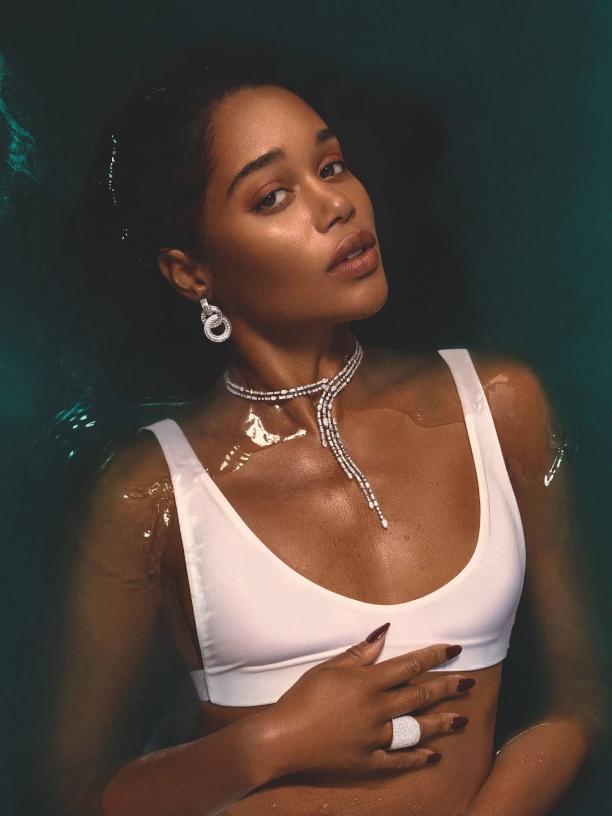 Laura Harrier In Swimming In Jewels Editorial